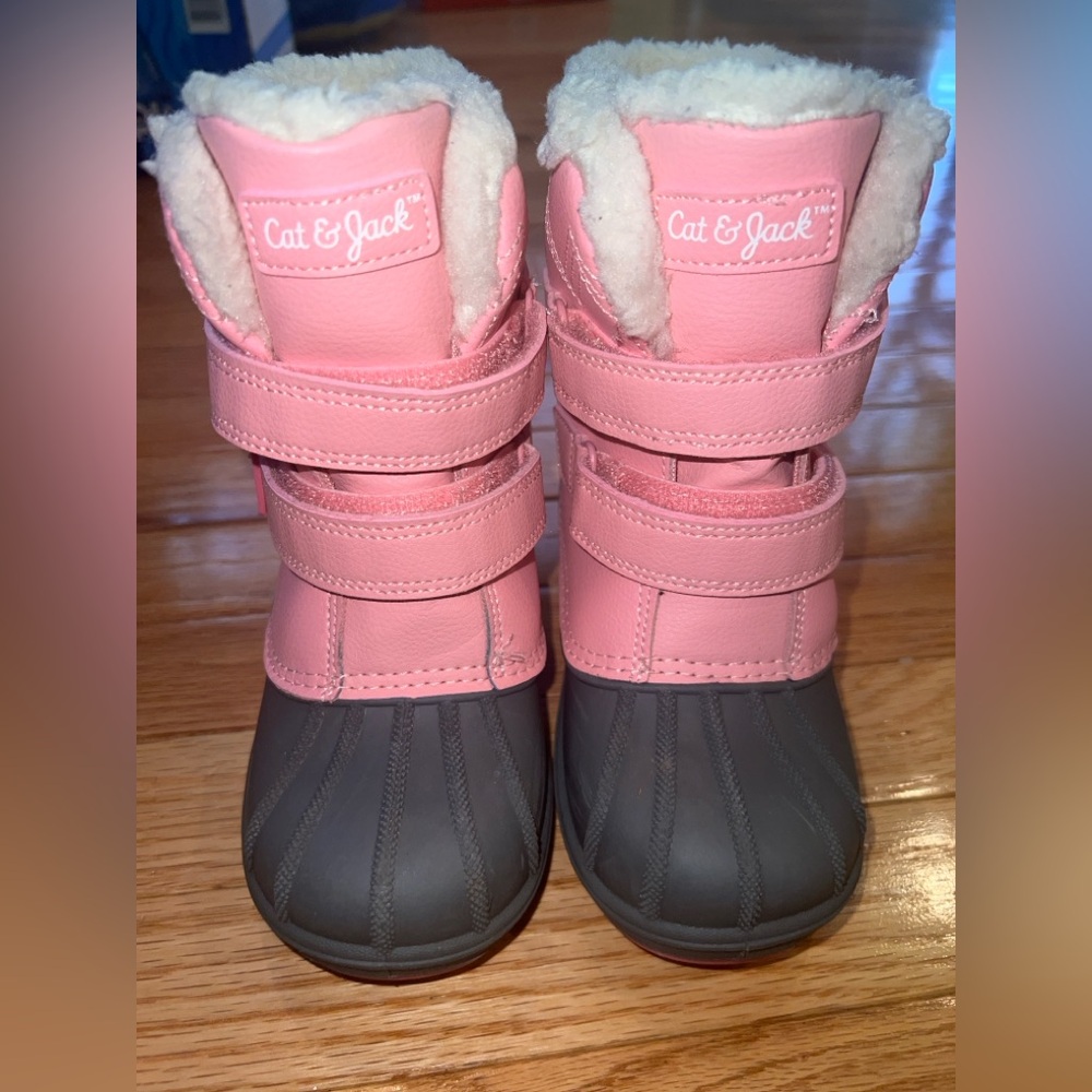 Cat & Jack 12T Pink and Gray Waterproof Snow Boots